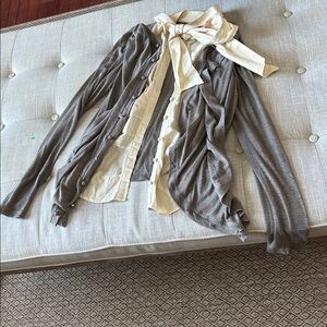 Ryu Anthropologie Double Layered LS Button Down Blouse Size Large